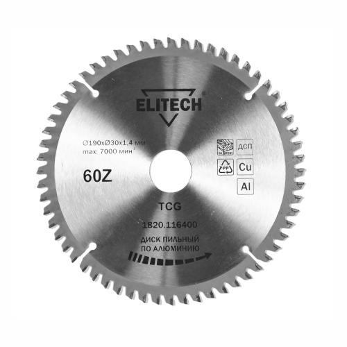 Диск пильный по алюминию 190x30-60T Elitech (1820.116400) Диск пильный по алюминию 190x30-60T Elitech (1820.116400)