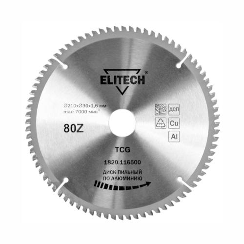 Диск пильный по алюминию 210x30-80T Elitech (1820.116500) Диск пильный по алюминию 210x30-80T Elitech (1820.116500)
