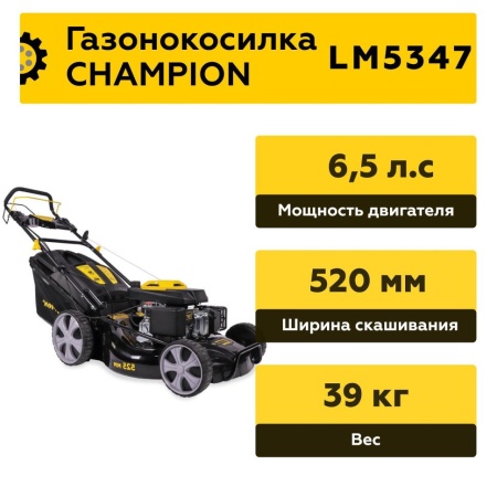 Газонокосилка бензиновая самоходная CHAMPION LM5347, LM5347 Газонокосилка бензиновая самоходная CHAMPION LM5347