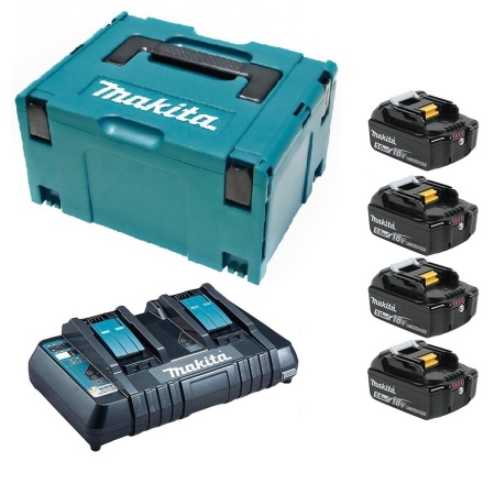Батарея Makita BL1850B (4шт) + ЗУ DC18RD (18В, 5.0А/ч, Li-ion, MakPacтип3) 199591-7, 199591-7 Батарея Makita BL1850B (4шт) + ЗУ DC18RD (18В, 5.0А/ч, Li-ion, MakPacтип3) 199591-7