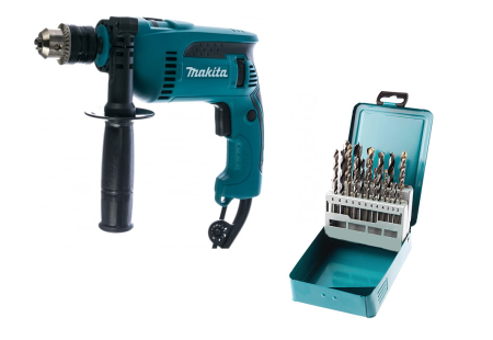 Дрель ударная Makita HP1640X4 + D-46202 (н-р сверл), HP1640X4 Дрель ударная Makita HP1640X4 + D-46202 (н-р сверл)