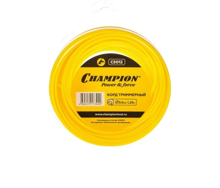 Леска 3 мм x 25 м (круг, Round) CHAMPION (C5012), C5012 Леска 3 мм x 25 м (круг, Round) CHAMPION (C5012)