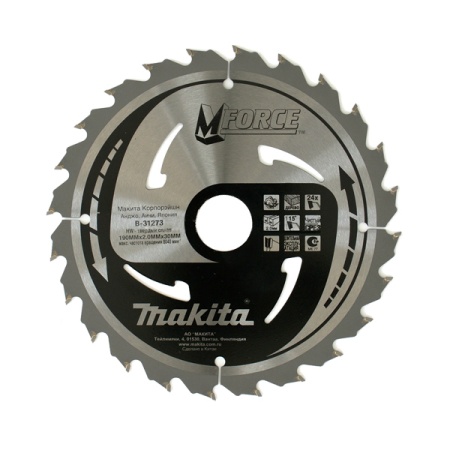 Диск пильный по дереву Makita 190х30х24T, B-31273 Диск пильный по дереву Makita 190х30х24T