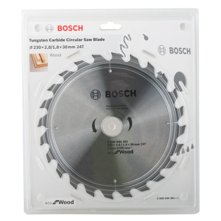 Диск пильный по дереву BOSCH 230х30х24T ECO WO 2608644381, 2608644381 Диск пильный по дереву BOSCH 230х30х24T ECO WO 2608644381