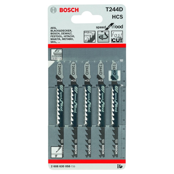 Пилки для лобзика BOSCH T244D (5шт/уп) Пилки для лобзика BOSCH T244D (5шт/уп)