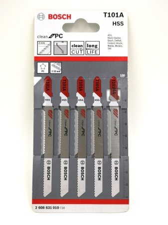 Пилки для лобзика BOSCH T101A (5шт/уп) 2608631010, 2608631010 Пилки для лобзика BOSCH T101A (5шт/уп) 2608631010
