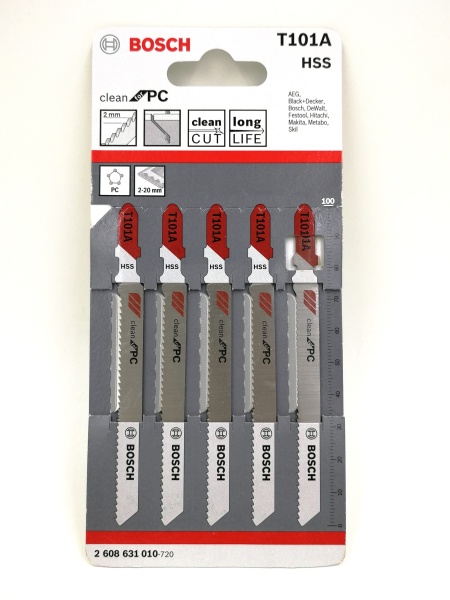 Пилки для лобзика BOSCH T101A (5шт/уп) 2608631010, 2608631010 Пилки для лобзика BOSCH T101A (5шт/уп) 2608631010