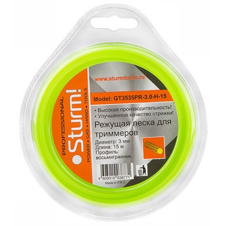 Леска 3.0мм STURM GT3535PR-3.0-H-15 15м, витой восьм., GT3535PR-3.0-H-15 Леска 3.0мм STURM GT3535PR-3.0-H-15 15м, витой восьм.