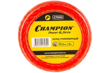 Леска 2 мм x 15 м (квадрат кручёный, Twisted Square) CHAMPION (C7002), C7002 Леска 2 мм x 15 м (квадрат кручёный, Twisted Square) CHAMPION (C7002)
