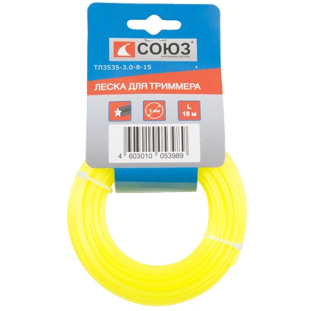 Леска 3.0мм СОЮЗ ТЛ3535-3.0-8-15 15м, звезд., ТЛ3535-3.0-8-15 Леска 3.0мм СОЮЗ ТЛ3535-3.0-8-15 15м, звезд.