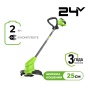 Триммер аккумуляторный GREENWORKS G24LT251 (24V, 25см, АКБ 2Ач и ЗУ) 2113307SA, 2113307SA Триммер аккумуляторный GREENWORKS G24LT251 (24V, 25см, АКБ 2Ач и ЗУ) 2113307SA
