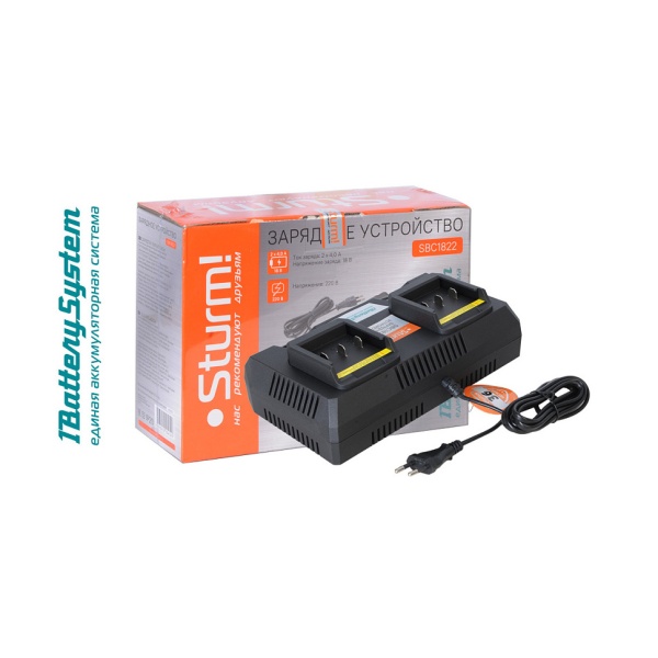 Зарядное устройство STURM SBC1822 (1BatterySystem18V, 4А, двухпостовое), SBC1822 Зарядное устройство STURM SBC1822 (1BatterySystem18V, 4А, двухпостовое)