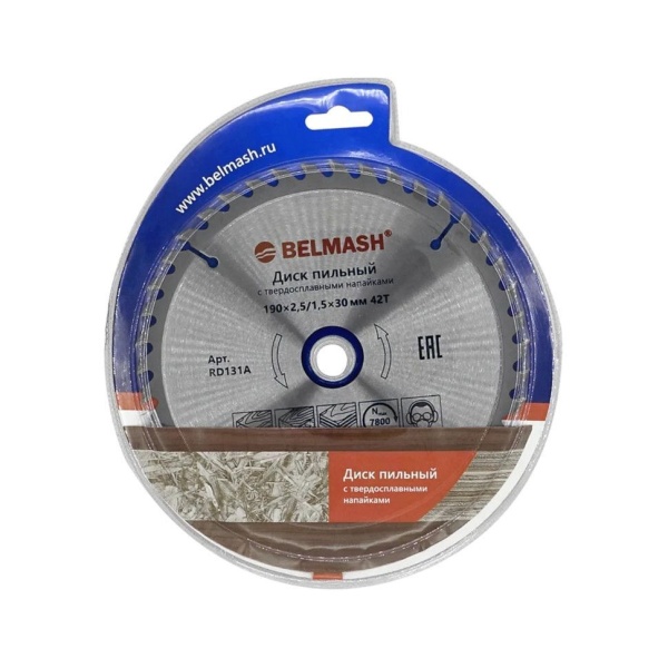 Диск пильный 190x2,5/1,5x30/20/16 42T (древесина, фанера, МДФ, ДСП, ОСП) БЕЛМАШ RD131A, RD131A Диск пильный 190x2,5/1,5x30/20/16 42T (древесина, фанера, МДФ, ДСП, ОСП) БЕЛМАШ RD131A