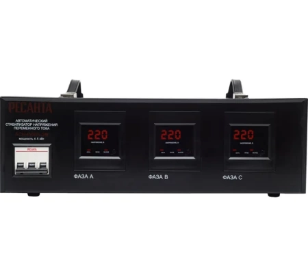 Стабилизатор напряжения РЕСАНТА АСН-4500/3-ЭМ, 63/4/2 Стабилизатор напряжения РЕСАНТА АСН-4500/3-ЭМ