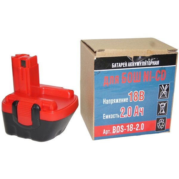 Батарея Bosch Ni-CD 18В, 2,0А/ч Батарея Bosch Ni-CD 18В, 2,0А/ч