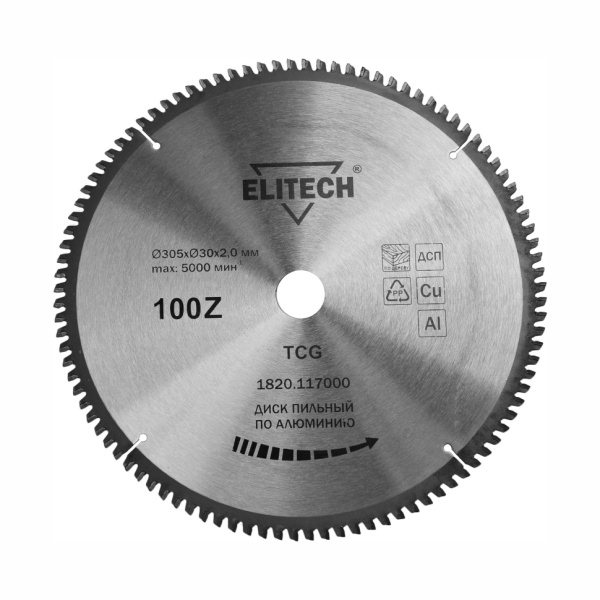 Диск пильный по алюминию 305x30-100T Elitech (1820.117000), 1820.117000 Диск пильный по алюминию 305x30-100T Elitech (1820.117000)
