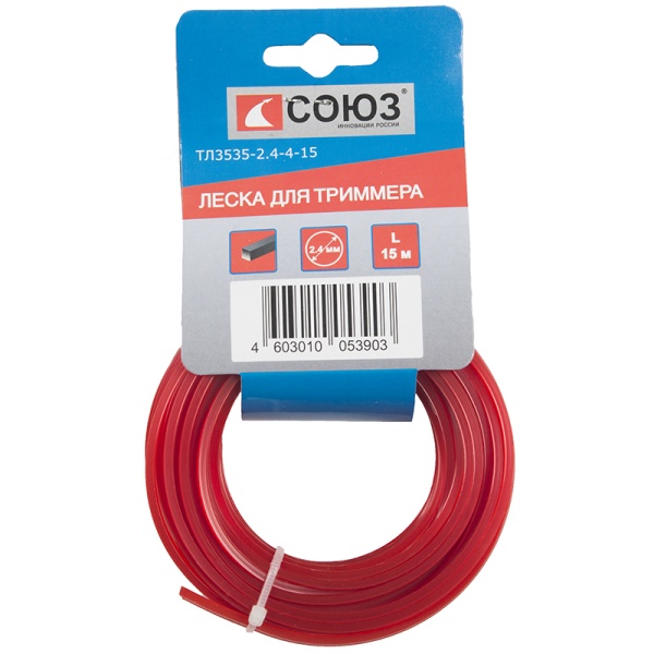 Леска 2.4 мм x 15 м (квадрат) СОЮЗ (ТЛ3535-2.4-4-15) Леска 2.4 мм x 15 м (квадрат) СОЮЗ (ТЛ3535-2.4-4-15)