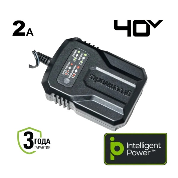 Зарядное устройство GREENWORKS G40UCM2M (40В, 2A) 2946507, 2946507 Зарядное устройство GREENWORKS G40UCM2M (40В, 2A) 2946507