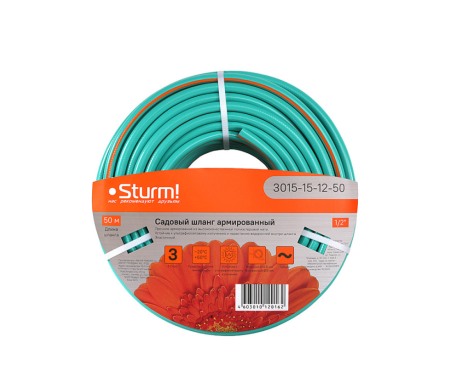 Шланг поливочный STURM 3015-15-12-50  50м, 1/2", 3х сл., 3015-15-12-50 Шланг поливочный STURM 3015-15-12-50  50м, 1/2", 3х сл.