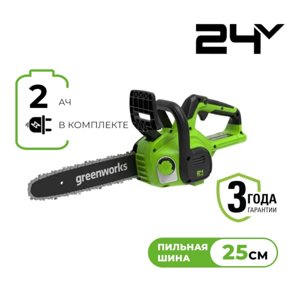���� ������ �������������� Greenworks G24CS25K2 (24V, 25��, ��������, 2�� � ��) 2007707UA