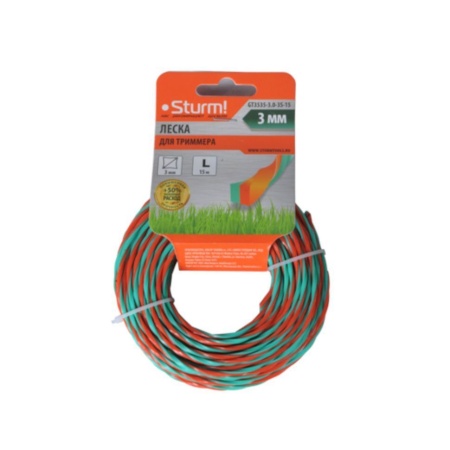 Леска 3.0мм x 15м STURM (витой квадрат) GT3535-3.0-3S-15, GT3535-3.0-3S-15 Леска 3.0мм x 15м STURM (витой квадрат) GT3535-3.0-3S-15