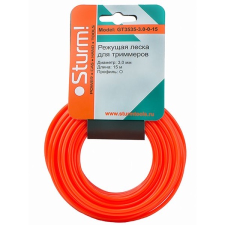 Леска 3 мм x 15 м (круг) STURM (GT3535-3.0-0-15), GT3535-3.0-0-15 Леска 3 мм x 15 м (круг) STURM (GT3535-3.0-0-15)