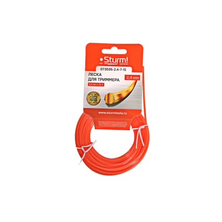 Леска 2.4 мм x 15 м (семигранник) STURM (GT3535-2.4-7-15), GT3535-2.4-7-15 Леска 2.4 мм x 15 м (семигранник) STURM (GT3535-2.4-7-15)