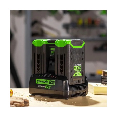 Зарядное устройство GREENWORKS G60DC10 (60V, 10А, быстрое, 2-х постовое) 2954407, 2954407 Зарядное устройство GREENWORKS G60DC10 (60V, 10А, быстрое, 2-х постовое) 2954407