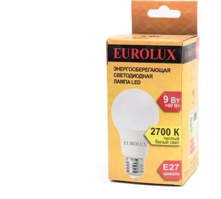 Лампа светодиодная EUROLUX LL-E-A60-9W-230-2,7K-E27, 76/2/13 Лампа светодиодная EUROLUX LL-E-A60-9W-230-2,7K-E27