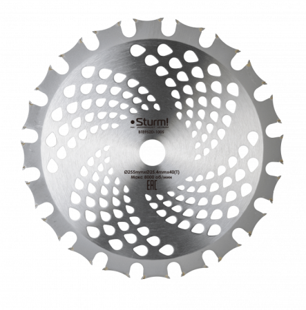 Диск для триммера 255x25.4мм, 40 зубов (двусторонние напайки) STURM (BT8952D-1005), BT8952D-1005 Диск для триммера 255x25.4мм, 40 зубов (двусторонние напайки) STURM (BT8952D-1005)
