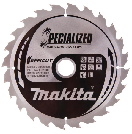 Диск пильный по дереву EFFICUT (235х30х1.5 мм; 24T) Makita E-01909, E-01909 Диск пильный по дереву EFFICUT (235х30х1.5 мм; 24T) Makita E-01909