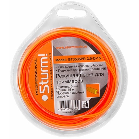 Леска 3.0мм STURM GT3535PR-3.0-D-15 15м, витой квадр., GT3535PR-3.0-D-15 Леска 3.0мм STURM GT3535PR-3.0-D-15 15м, витой квадр.