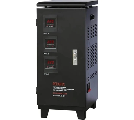 Стабилизатор напряжения РЕСАНТА АСН-9000/3-ЭМ, 63/4/4 Стабилизатор напряжения РЕСАНТА АСН-9000/3-ЭМ