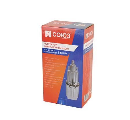 Насос вибрационный СОЮЗ НГС-97128В-15 280Вт,18л/мин.напор 72м, верхн забор, 15м, НГС-97128В-15 Насос вибрационный СОЮЗ НГС-97128В-15 280Вт,18л/мин.напор 72м, верхн забор, 15м