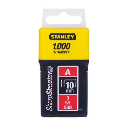 Скобы для степлера STANLEY тип A” (5/53/530) 10мм/ 3/8" 1000шт "LIGHT DUTY" 1-TRA206T, 1-TRA206T Скобы для степлера STANLEY тип A” (5/53/530) 10мм/ 3/8" 1000шт "LIGHT DUTY" 1-TRA206T