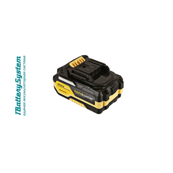 Аккумулятор HANSKONNER 18В, 4А/ч, 1BatterySystem18V (HBP2004), HBP2004 Аккумулятор HANSKONNER 18В, 4А/ч, 1BatterySystem18V (HBP2004)