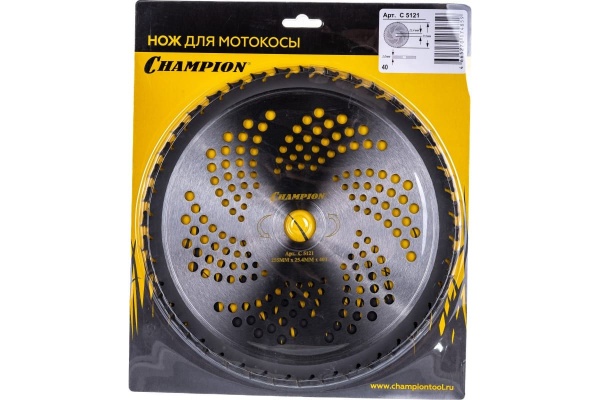 Диск для триммера 255x25.4мм, 40 зубов Anti-kick (SRM-330ES/SRM-350ES,4605) CHAMPION (C5121), C5121 Диск для триммера 255x25.4мм, 40 зубов Anti-kick (SRM-330ES/SRM-350ES,4605) CHAMPION (C5121)