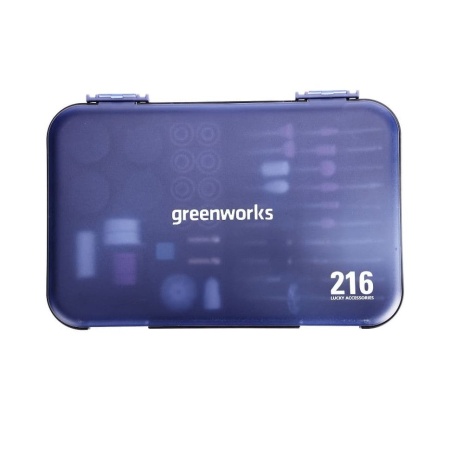 Набор насадок для гравера GREENWORKS 216 предметов в кейсе (3503507), 3503507 Набор насадок для гравера GREENWORKS 216 предметов в кейсе (3503507)