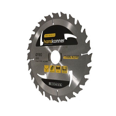 ���� ������� �� ������ 190x30 ��, 24 ���� Thin Kerf Hanskonner (H9022-190-30-24T)