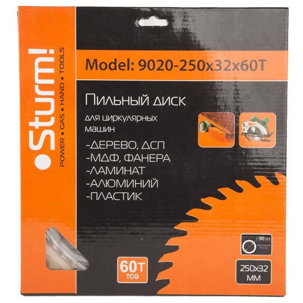 Диск пильный STURM 250х32х60T (9020-250-32-60T), 9020-250-32-60T Диск пильный STURM 250х32х60T (9020-250-32-60T)