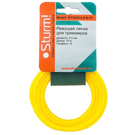 Леска 2 мм x 15 м (звезда) STURM (GT3535-2.0-8-15), GT3535-2.0-8-15 Леска 2 мм x 15 м (звезда) STURM (GT3535-2.0-8-15)