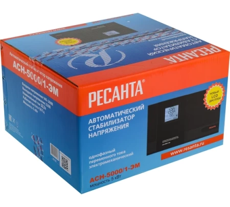 Стабилизатор Ресанта АСН-5000/1-ЭM, 63/1/6 Стабилизатор Ресанта АСН-5000/1-ЭM