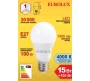 Лампа светодиодная EUROLUX LL-E-A60-15W-230-4K-E27, 76/2/20 Лампа светодиодная EUROLUX LL-E-A60-15W-230-4K-E27