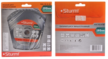 Диск пильный STURM 190х20/16х48T, 9020-190-20-48T Диск пильный STURM 190х20/16х48T