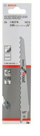 Пилки сабельные BOSCH S617K (2шт/уп) 2608650616, 2608650616 Пилки сабельные BOSCH S617K (2шт/уп) 2608650616