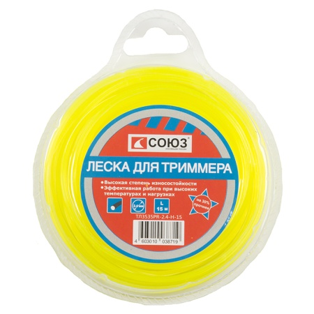 Леска 2.4мм СОЮЗ ТЛ3535PR-2.4-H-15 15м, витой восьм., ТЛ3535PR-2.4-H-15 Леска 2.4мм СОЮЗ ТЛ3535PR-2.4-H-15 15м, витой восьм.