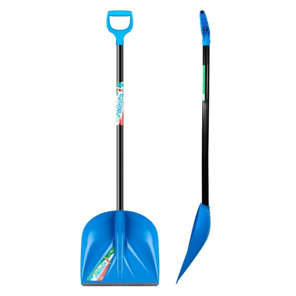 Лопата снеговая 410x390x1435мм ударопрочный пластик, деревянный черенок Felicita (1022-Ч), 1022-Ч синяя Лопата снеговая 410x390x1435мм ударопрочный пластик, деревянный черенок Felicita (1022-Ч)