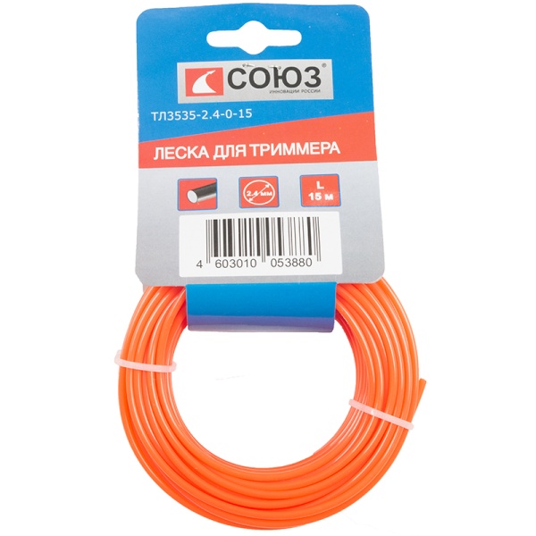 Леска 2.4мм СОЮЗ ТЛ3535-2.4-0-15 15м, круг. Леска 2.4мм СОЮЗ ТЛ3535-2.4-0-15 15м, круг.