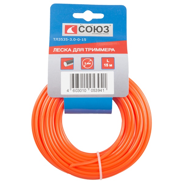 Леска 3.0мм СОЮЗ ТЛ3535-3.0-0-15 15м, круг. Леска 3.0мм СОЮЗ ТЛ3535-3.0-0-15 15м, круг.