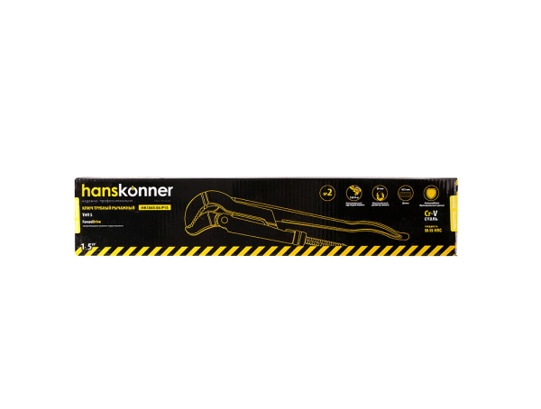 Ключ трубный рычажный HANSKONNER HK1045-04-P15 1,5", №2, 400мм, 45°, CrV сталь, закалённые губки, HK1045-04-P15 Ключ трубный рычажный HANSKONNER HK1045-04-P15 1,5", №2, 400мм, 45°, CrV сталь, закалённые губки